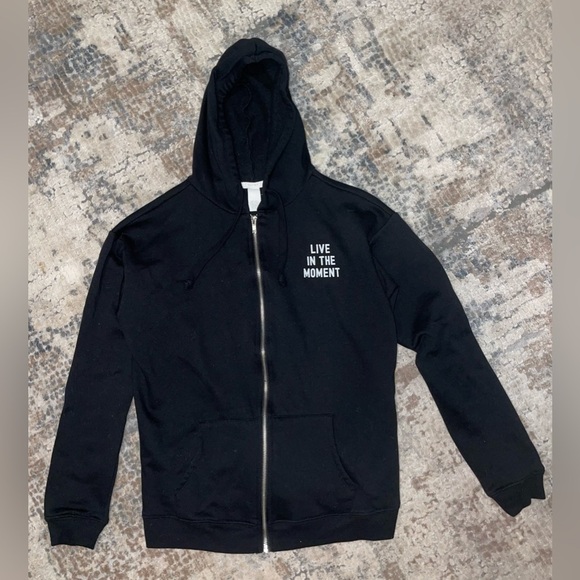 Tops - ‘Live in the Moment’ hooded zip up sweatshirt size XS